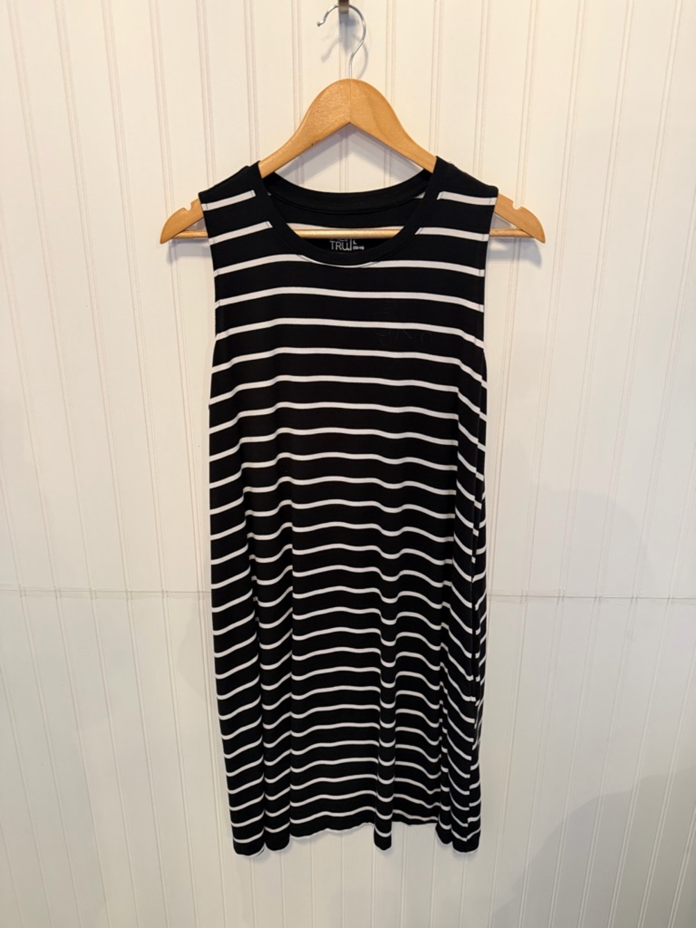 Time and Tru Black and White Striped Midi Tank Dress Size L